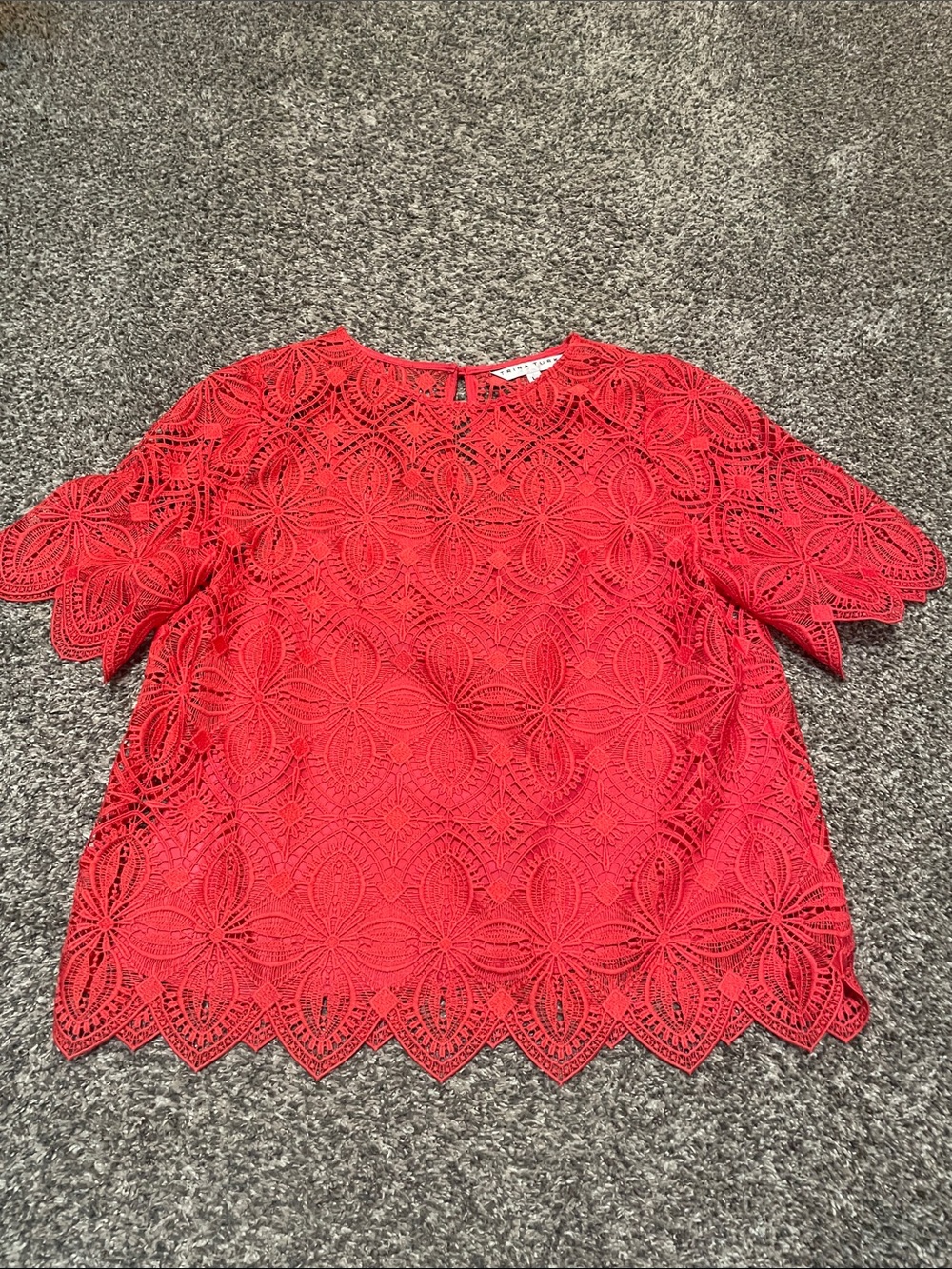 Trina Turk Lace Short Sleeve Top